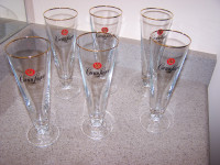 6-rare Crown Flutes Lager Beer Glass 300ml 18cm Tall
