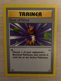 Pokemon SHADOWLESS Trainer Gust of Wind card - base set