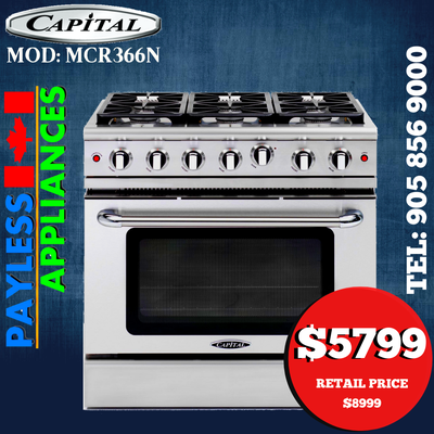 Capital Gas Range 36" Precision Series MCR366N Pro-Style With 6, View more