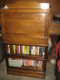 Antique 1/4 Cut Oak Barristers Stacking Bookcase / Desk