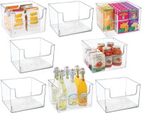 mDesign Plastic Open Front Food Storage Bin 12" Wide, 8 Pack