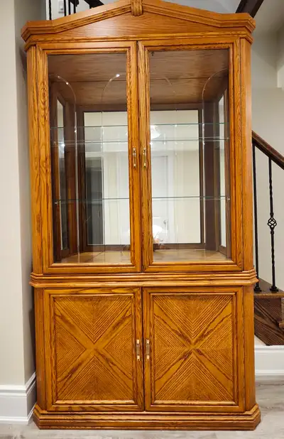 Wood Glass Cabinet with internal light - 2 Piece Set, View more