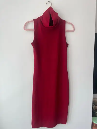 Red Sleeveless Turtleneck Dress, View more