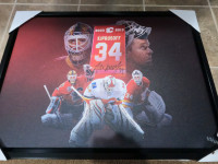 Giant Great COA RARE Kiprusoff signed Canvass Jersey Retirement+