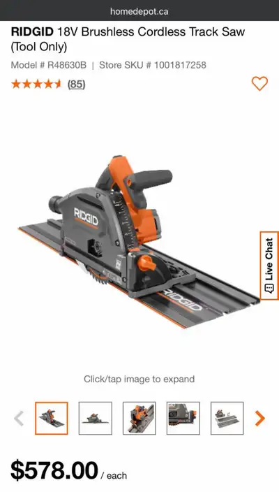 RIDGID 18V Brushless Track Saw Kit – 2x 4Ah MAX Output Batteries, View more