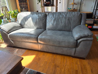 Leather Couch and Chair - Grey