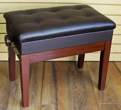 Adjustable Piano Bench with Book Storage Dark Brown P-32DBR, View more