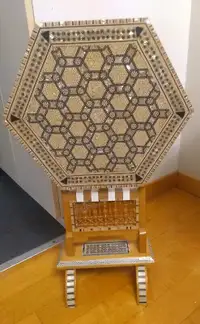 EGYPTIAN MOTHER OF PEARL INLAY SIDE FOLDEING TABLE