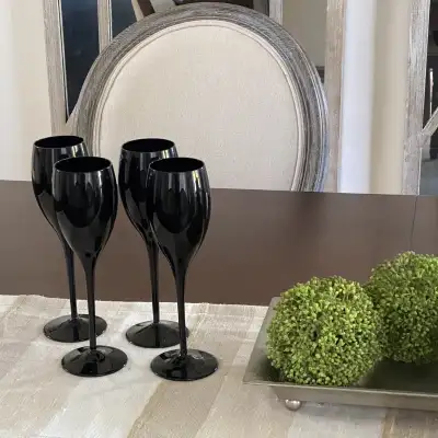 Vintage Mikasa Elite - Black Crystal Wine Glasses These have never been used. They were a gift and h...