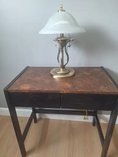 Small desk 2 drawers -  Glass  table lamp, View more