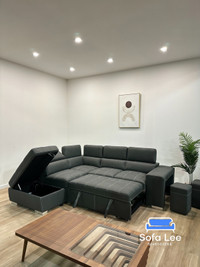 Sectionnel sofa lit moderne haut de gamme et pouf. Sectional sof
