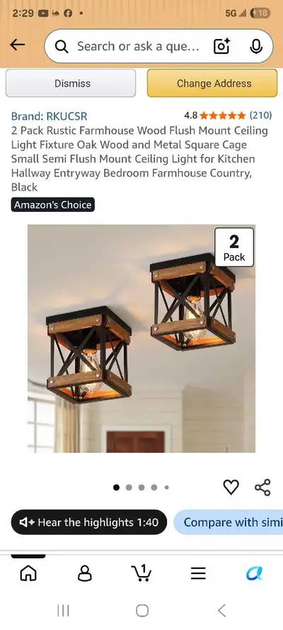 RKUCSR 2 Pack Rustic Farmhouse Wood Flush Mount Ceiling Light, View more
