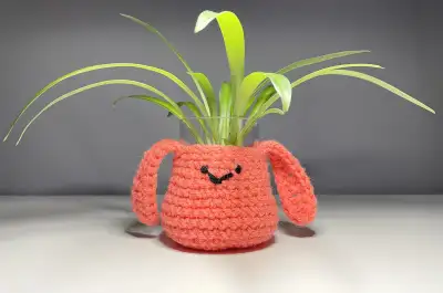 Handmade crocheted plant holder, View more