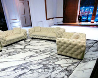 Beige Tufting Velvet Sofa Set With Gold Legs refined living 