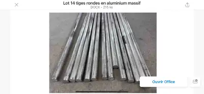Tiges aluminium massif 1/4 po x 8pi, View more