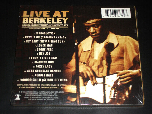 Jimi Hendrix Experience - Live at Berkeley (30 mai 1970) CD Neuf dans CD, DVD et Blu-ray  à Ville de Montréal - Image 3