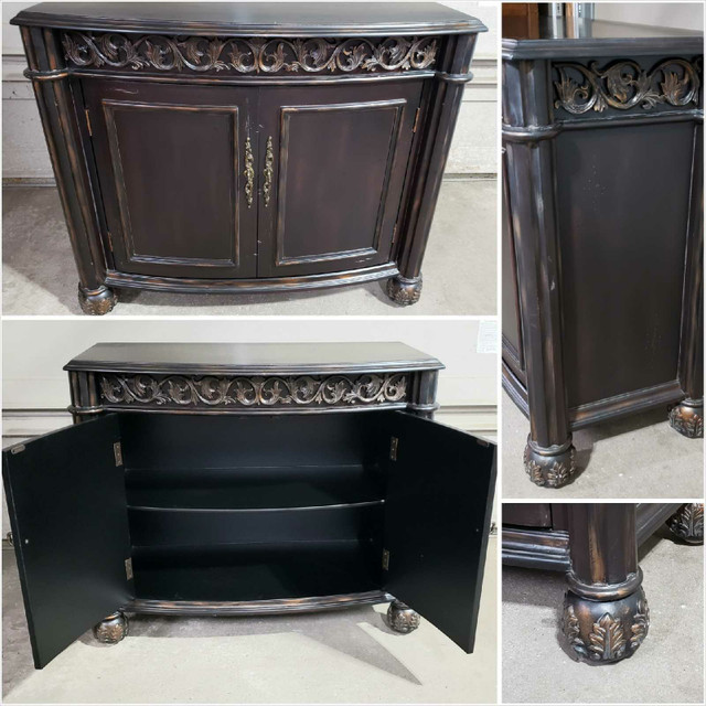 Black Sideboard Cabinet w Decorative Carvings in Hutches & Display Cabinets in Norfolk County - Image 2