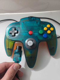 Ice blue & fire orange n64 wired controller 