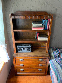 Vintage Oak Shelf & Drawer Set Dresser Sideboard