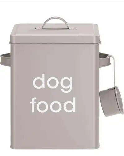 Navaris Dog Food Storage - Metal Container Bin for Pet Food with Portion Scoop for Storing Dry Food...