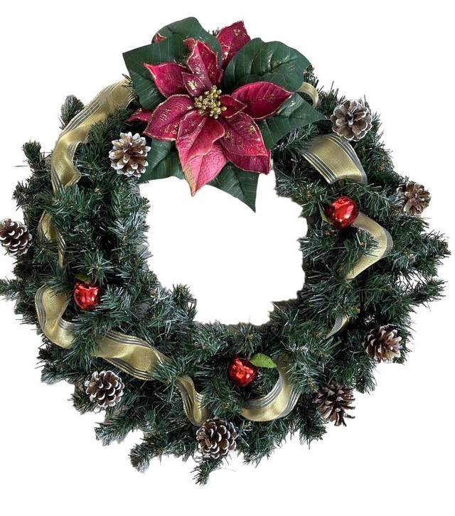 Christmas Wreath -dense- 24” -  2 available.  in Holiday, Event & Seasonal in Sarnia
