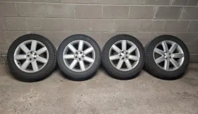 225 55 17 Mirage MR-W662 snow tires unidirectional mounted on Subaru 17 inch aluminum rims off a 200...