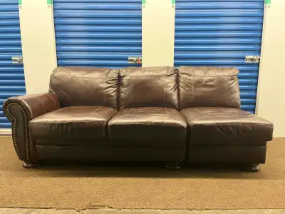 Dark Brown Genuine Leather Sofa – FREE DELIVERY, View more