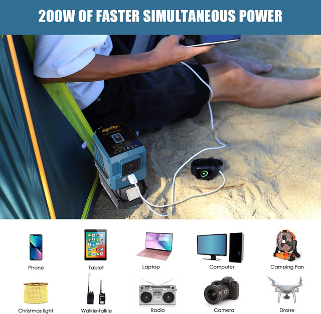 Portable Power Station for Makita 18v Battery 200W Cordless Inve in Power Tools in Markham / York Region - Image 3