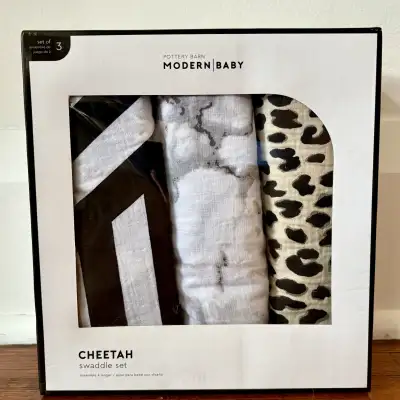 Cheetah Muslin Swaddle Set, View more