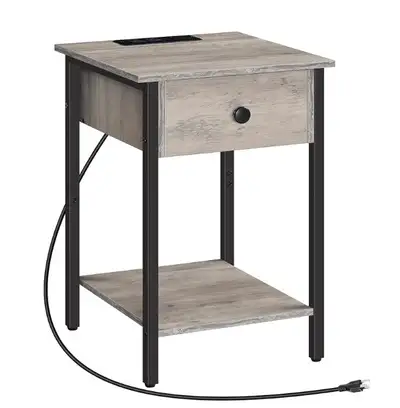 HOOBRO Nightstand, End Table with Charging Station and USB Ports, Side Table with Drawer and Storage...
