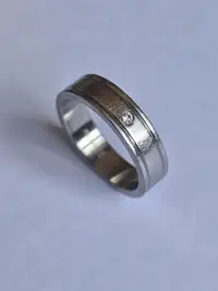 Steel Ring with One White Zirconium