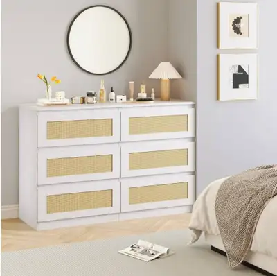 Commode double à 6 tiroirs en bois moderne / 6 Drawers Double, View more