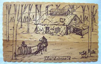 CARTE POSTALE ARTISANALE en BOIS par DENYS HEPPELL AU CHOIX, View more