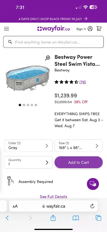 Purchased this above ground pool a couple months ago.It has been used twice. I am disappointed at th...