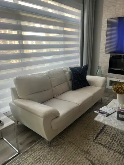 White Leather Sofa, View more