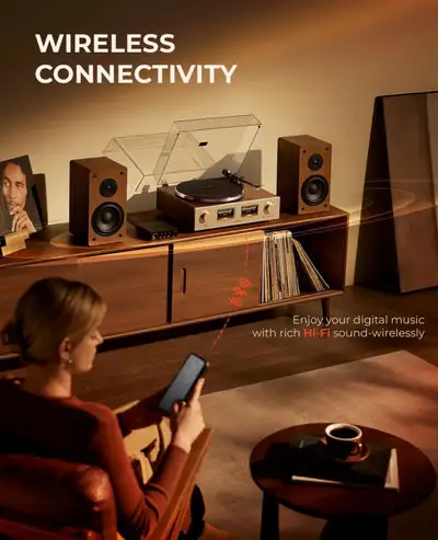 Turntable HiFire X Vinyl Record Player Duel 100W Speakers & VU M, View more