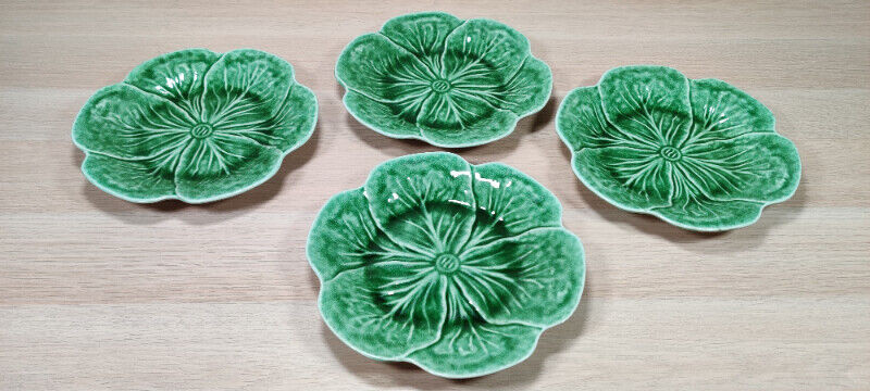*Vintage* 7 Pcs - Bordallo Pinheiro Cabbage Dishes Plates + Bowl for sale  