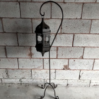 Free Standing Candle Lantern - Metal Painted Antique Bronze