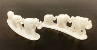 Petites figurines, 2 familles d'éléphant blanc, pierre stéatite