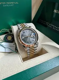 Rolex Datejust 41 NEW 2024 Two Tone Wimbledon Green Roman Dial