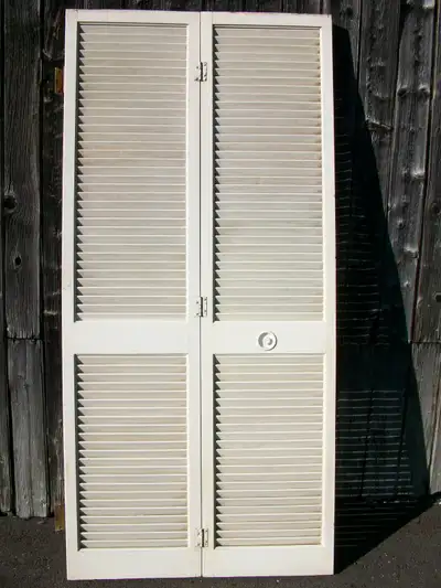 Porte persienne pliante en bois blanc pour garde-robe / placard, View more