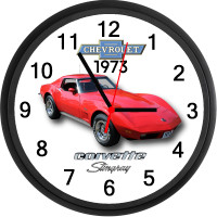 1973 Chevy Corvette Stingray (Mille Miglia Red) Custom Clock