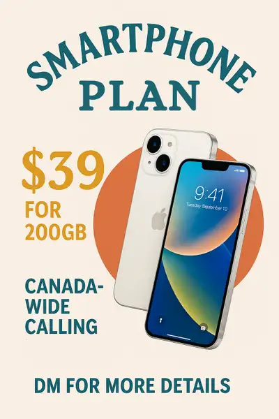 Cell Phone Plan – Just $39 200GB high-speed data included Canada-wide calling and texting No contrac...
