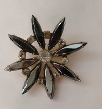 Vintage Hematite Black Alaska Diamond Floral Pin