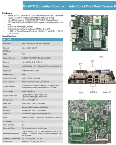MITX - 6852 Motherboard 4 units available DEAL ON MULTIPLE UNIT PURCHASE THEY MUST GO MAKE AN OFFER...