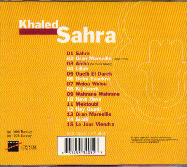 Khaled - Sahra (CD) dans CD, DVD et Blu-ray  à Ville de Montréal - Image 2