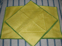 Vintage Linen Placemats and Napkins Set of Four, Yellow