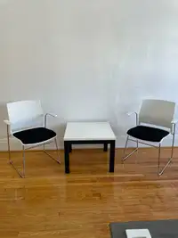 Fabric Black - White Modular Stacking Chair with Armrest
