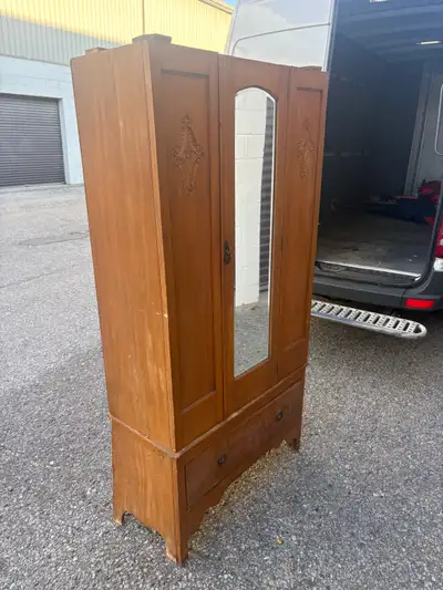 Free delivery antique Vintage Wooden Armoire with Mirror, View more