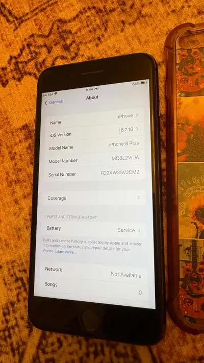 Selling my iPhone 8 Plus with a battery health of 72% bc I got a new phone and no longer need this o...